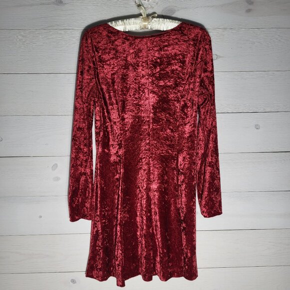 Women Dress Burgundy Crushed Velvet Velour Vintage Size 9/10. Whimsigoth Holiday - Picture 3 of 7